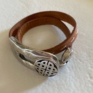Sterling & Leather Double Wrap Bracelet